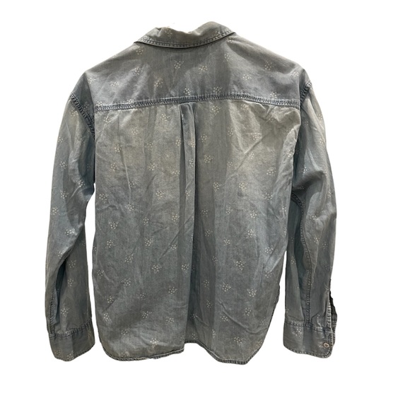 Uniqlo - button down shirt / size: M / washed light blue / white floral - Picture 4 of 8